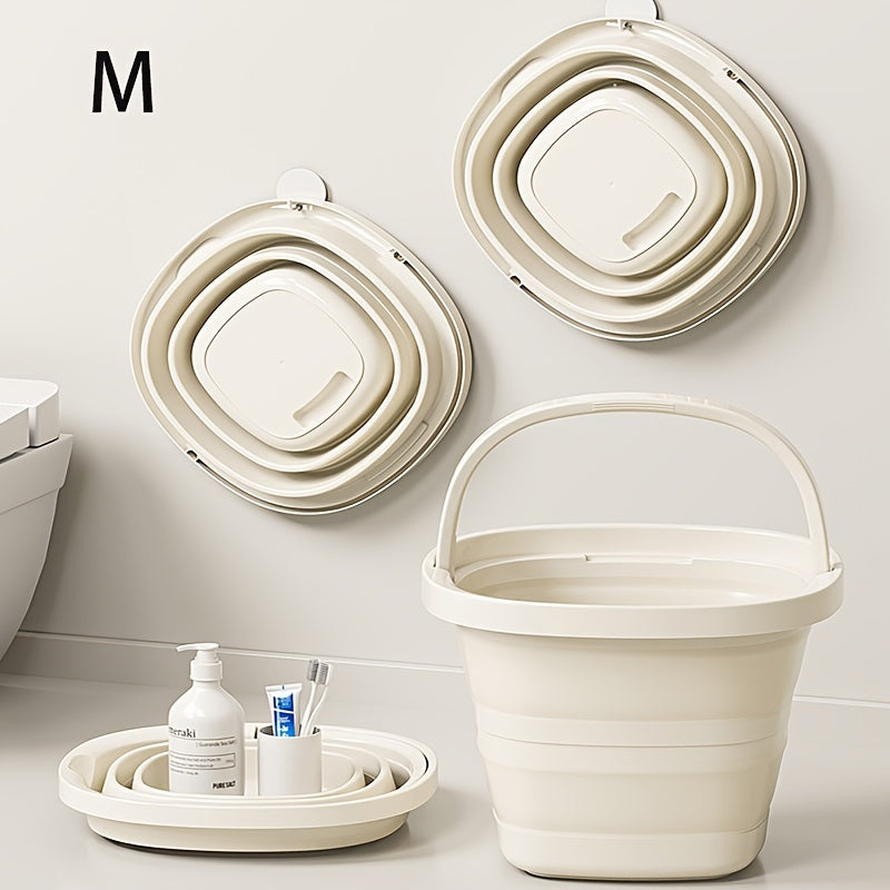 1pc Folding Bucket, Portable Plastic Bucket that Does Not Take Up Too Much Space When Folded, Portable Outdoor Car Fishing Bucket, Household Large Capacity Dirty Clothes Basket, Washing Bucket, Foot Soaking Bucket, Multifunctional Folding Bucket, Storage