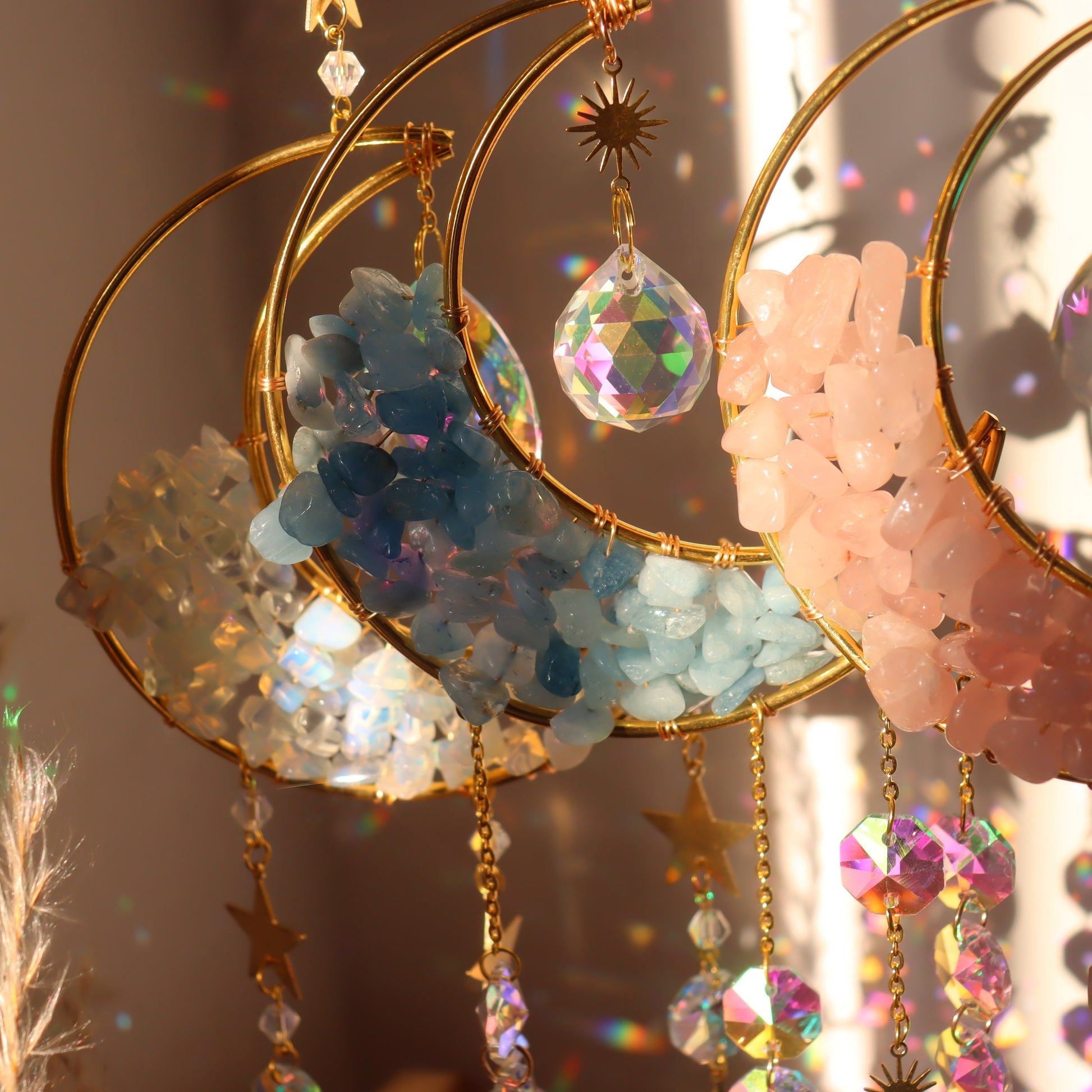 1/7pcs Natural Gravel Hourglass Moon Amethyst Powder Crystal Collection: Green Dongling Egg White Obsidian, Yellow Crystal, Sea Blue Gem
