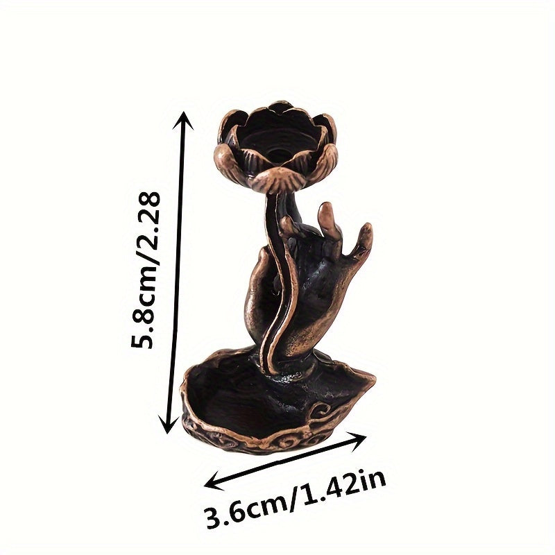 1pc, Buddha Hand Lotus Incense Holder, Incense Burner, Craft Ornament For Spa, Yoga, Meditation, Home Decor, Room Decor, Gifts