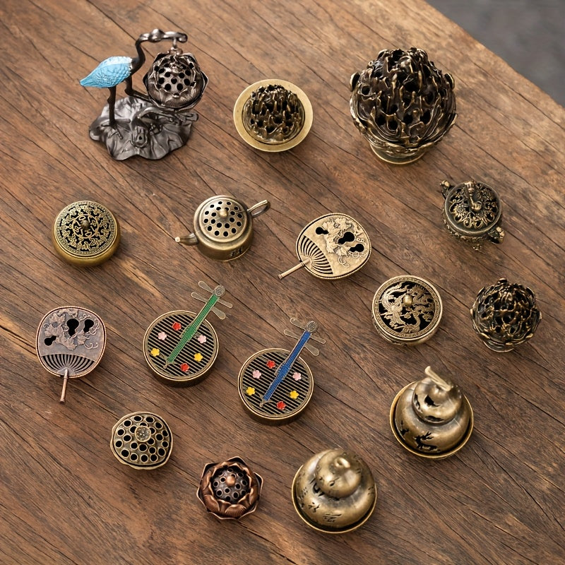 An exquisite set of metal incense burners with decorative design - multi-functional incense burners suitable for incense sticks and cones, elegant Chinese art style home decoration, suitable for Christmas, Halloween, Easter, Day of Light, Thanksgiving