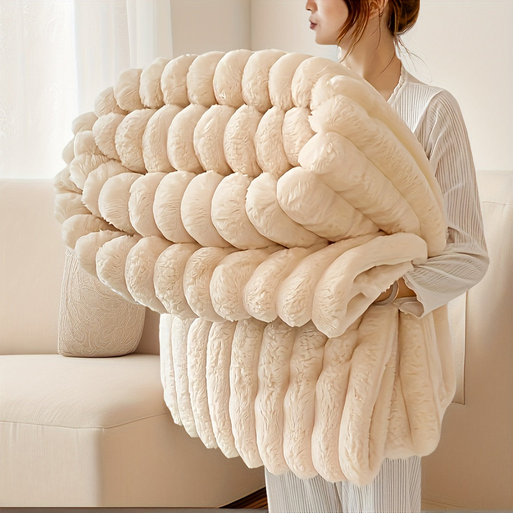 Luxurious Soft Faux Rabbit Fur Throw Blanket