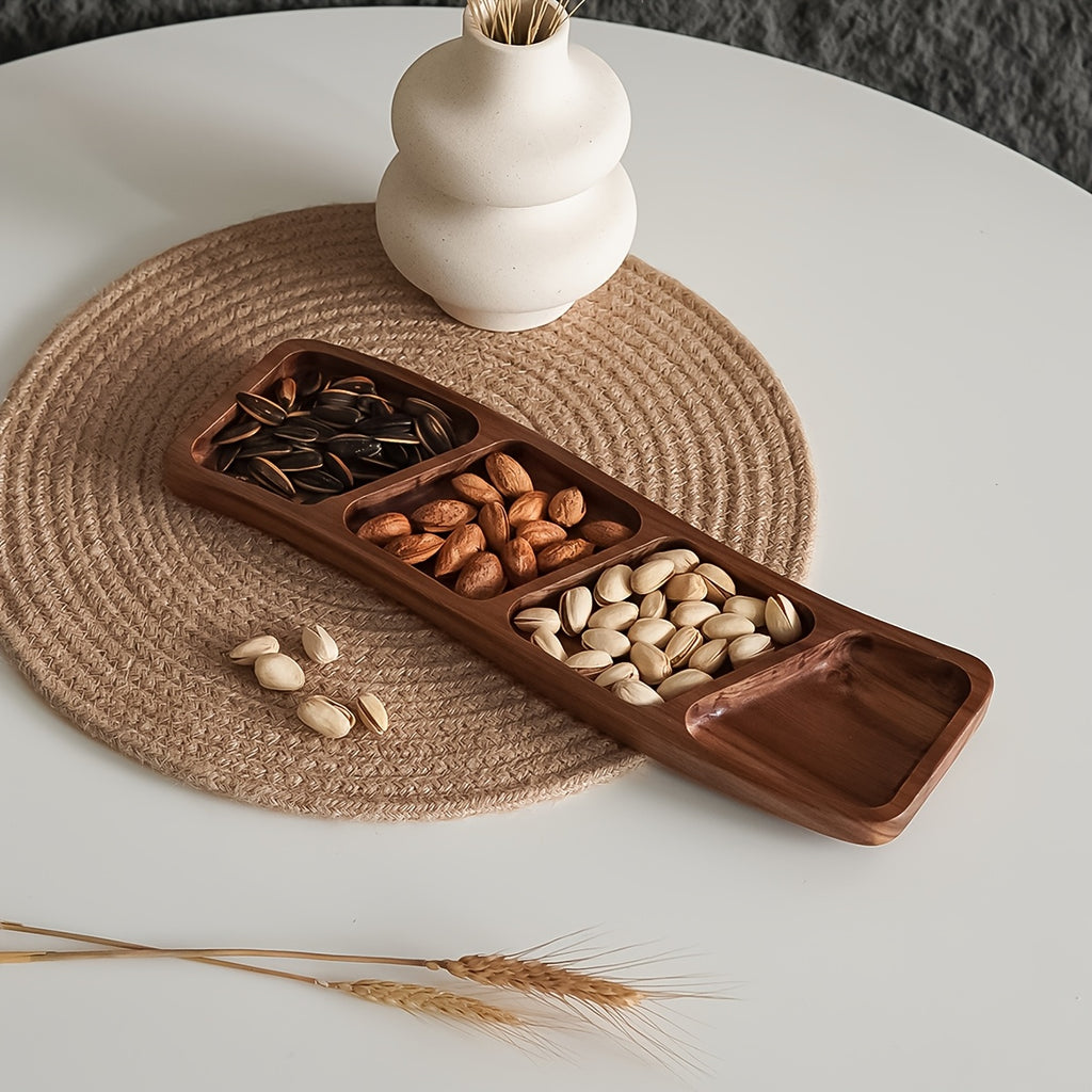 Versatile Wooden Snack Tray with 3/4 Compartments