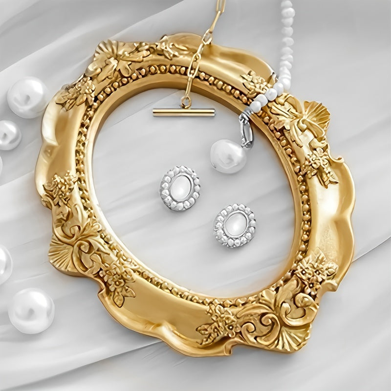 [1pc Elegant Golden Photo Frame] 1pc, Vintage Golden Photo Frame - Elegant Home Decor and Jewelry Display for Desktop Photos