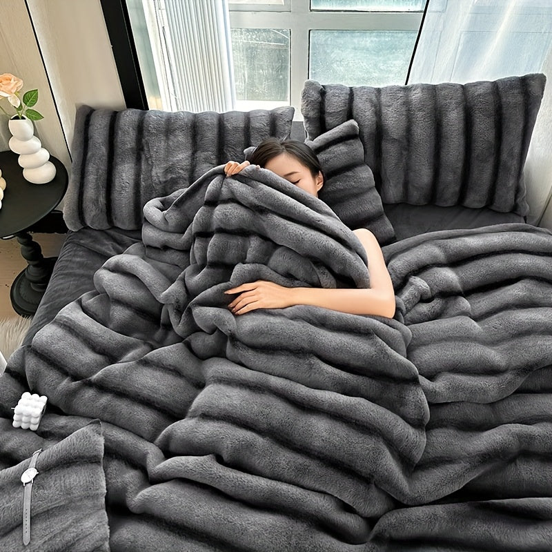 High-end soft striped multifunctional blanket