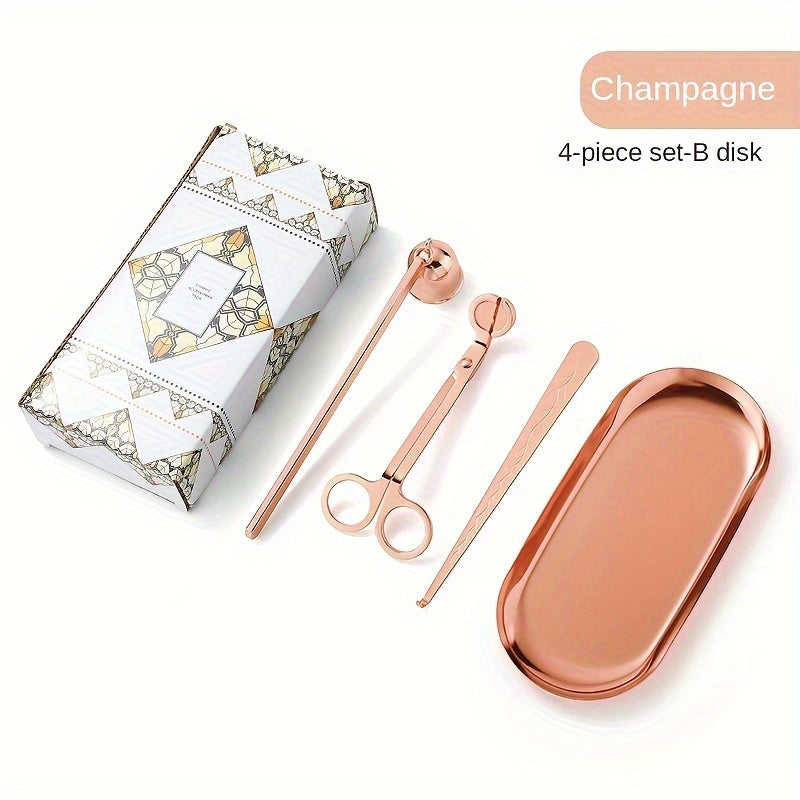3/4pcs Small Aromatherapy Candle Tool Set, Candle Snuffer Tool Set, Stainless Steel Candle Scissors, Wick Trimmer, Candle Extinguisher Cover, Candle Wick Hook, Candle Accessories