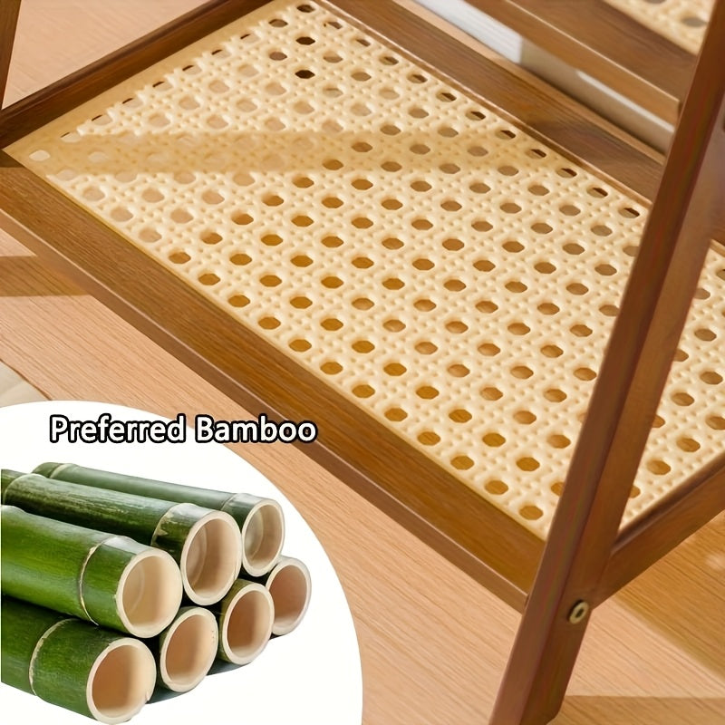 Double layer wooden cup storage rack, 26cm/10 inch artificial rattan mug organizer, suitable for kitchen and living room, compact desktop rack, can hold mugs, cups and small items, durable wooden material, space saving design, vertical rack, Standing Shel