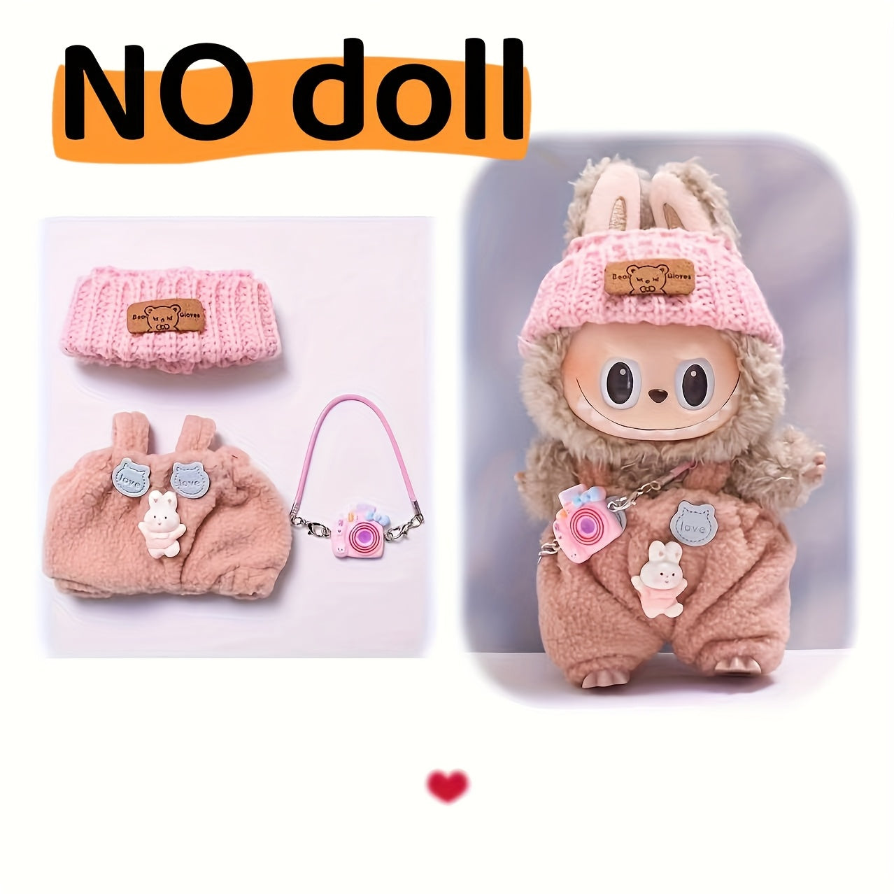 3pcs Labubu Outfit Set, Mini Cute Doll Clothes for 15cm-17cm, Fashionable Accessories, Dress-Up Party, Gift Choice, Perfect for Dolls, 520 Gifts