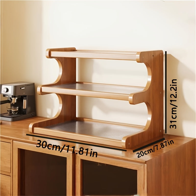 1pc Wooden Office Desk Organizer Shelf - Multi-Tier