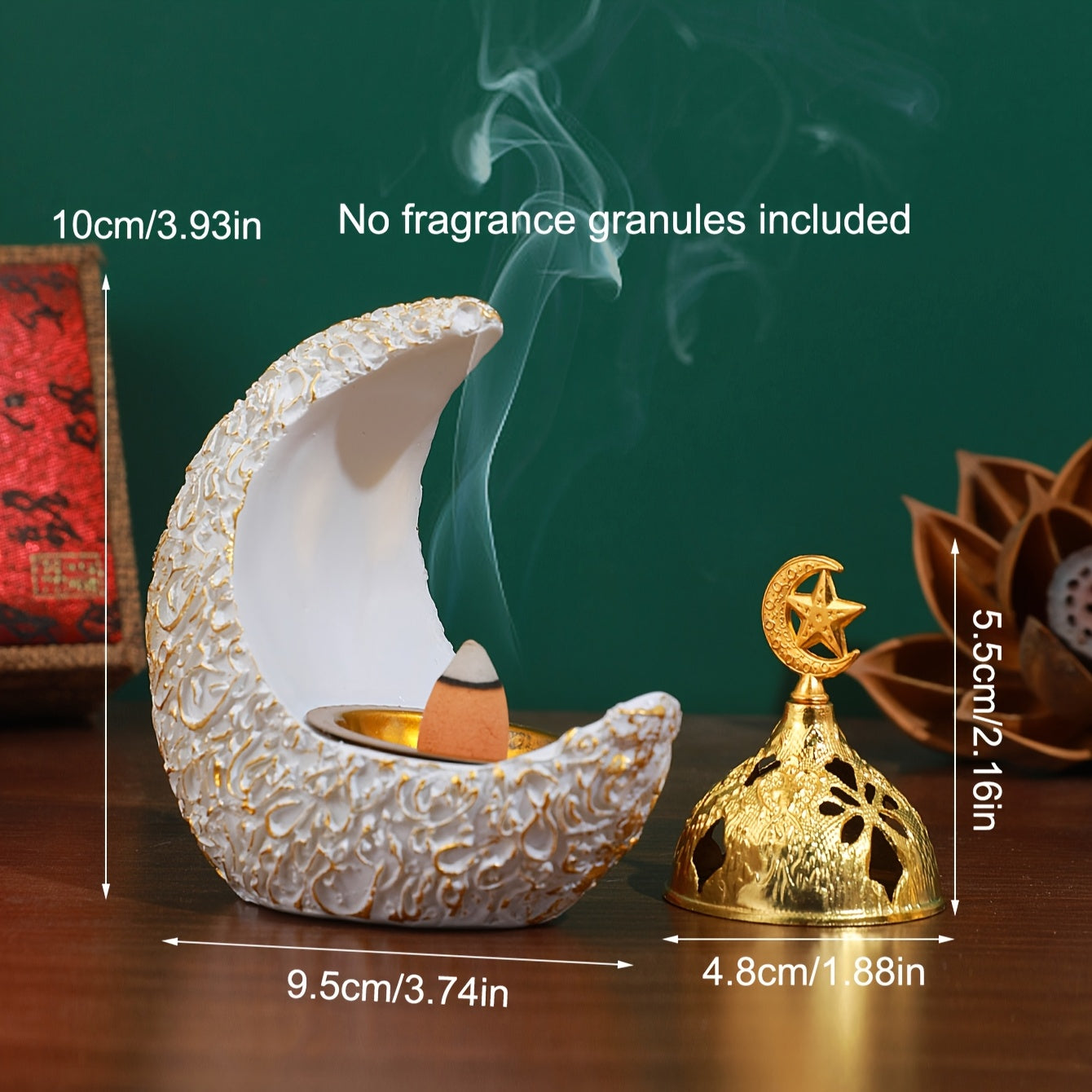 [1pc Handcrafted Moon Backflow Holder] 1pc Handcrafted Resin Moon Backflow Incense Holder, Waterfall Aromatherapy Burner with Cones for Yoga & Home Decor, Ideal for Halloween, Christmas, Easter, Hanukkah, Thanksgiving