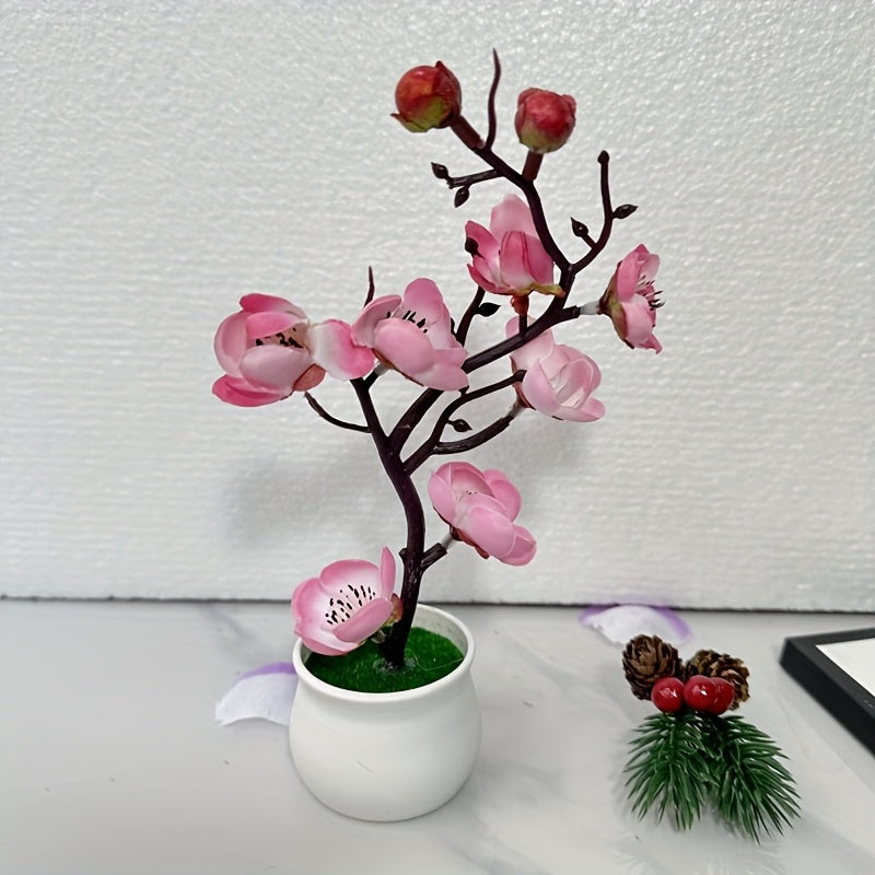 Simulated Plum Blossom Bonsai, Wax Plum Flower Bonsai, Indoor Artificial Flowers, Modern Minimalist Ornaments for Living Room Decoration, a Perfect Choice for Home Decor And Weddings.