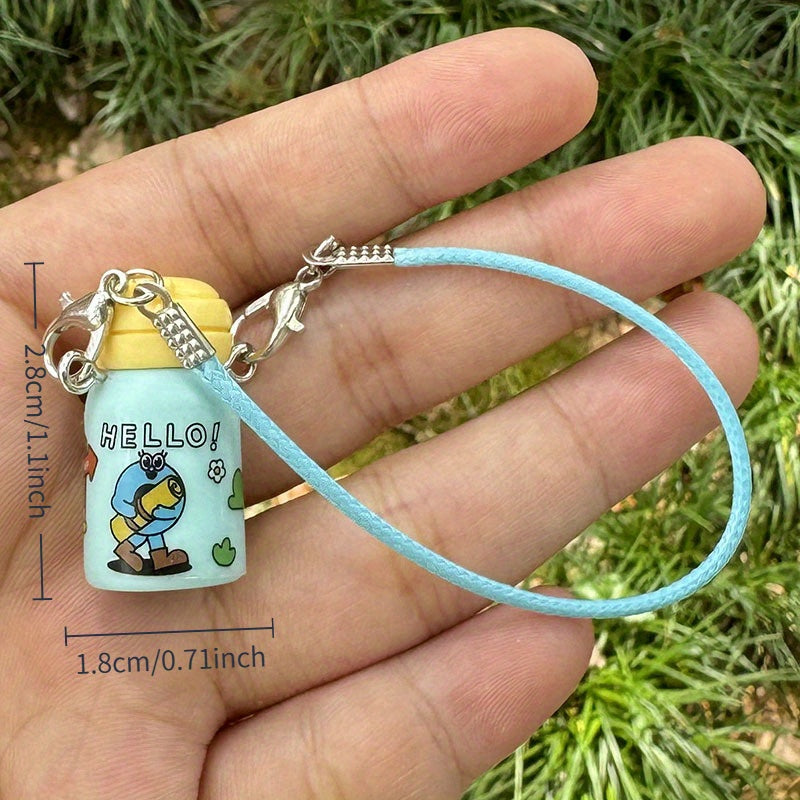 1pc Cute Cartoon Keychain with Playful Phrases - "Nice!", "Hello!", "Hi~", "Bingo!" - Colorful Plastic Charms for Keys, Bags, Water Bottles - DIY Accessory for Labubu Doll Fans, Cute Keychain Accessories, Playful Design, Durable Plastic