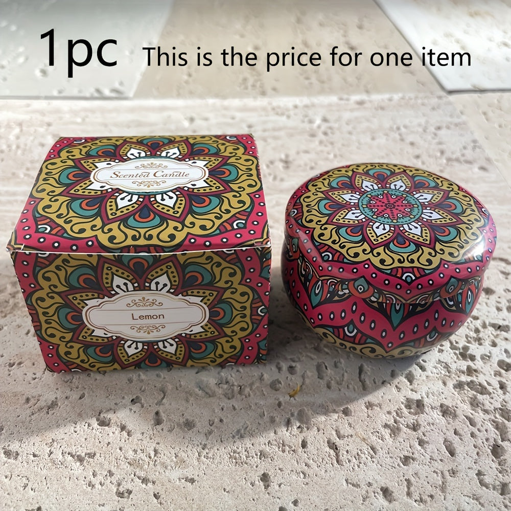 1pc Or 4pcs Bohemian Mandala Style Scented Candles Gift Set for Women, Featuring Four Different Fragrances. Ideal for Women'S Birthdays, Valentine'S Day, Weddings, Anniversaries, Mother'S Day, Thanksgiving And Other Holiday Gifts. Suitable for Spa