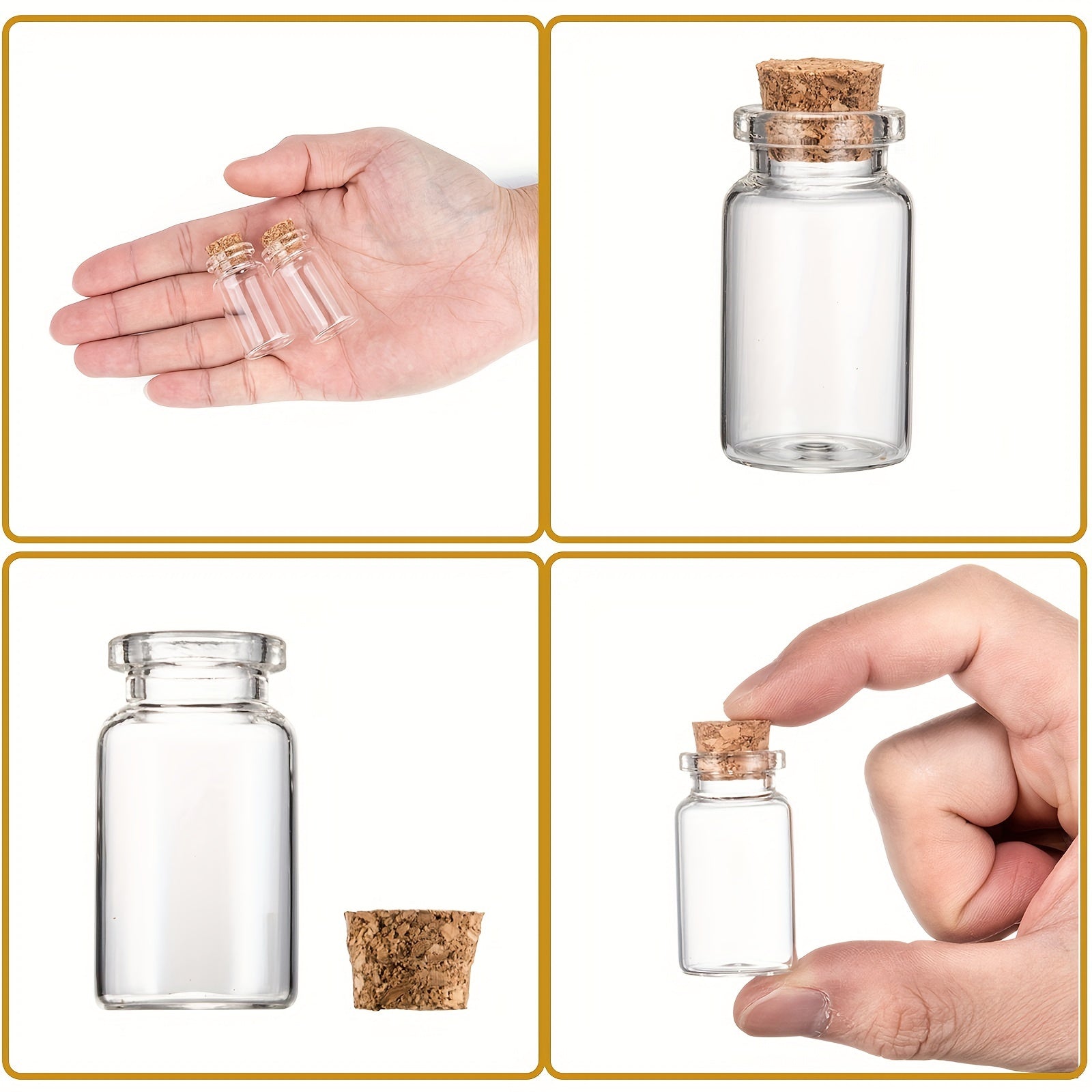 10pcs Clear Glass Jars with Cork Stoppers - Round Classic Design PVC-Free Hand Wash Only for Wedding Favors, Holiday Decor, Home Storage & Craft Projects, Party Accessories | Classic Glass Jars | Given The Product Details And The Guidelines Provided, Thes