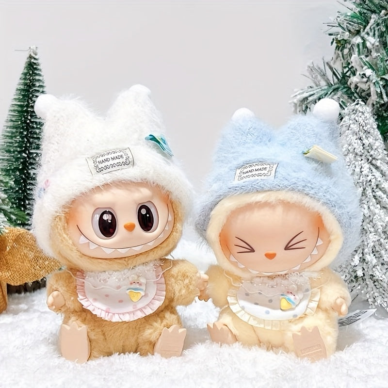 17cm/10cm Doll Clothes Fashionable and Cute Dress-up Clothes for Labubu DIY Doll Accessories, Hats&Bibs, A Complete Set of Clothes, Labubu clothes. Labubu doll outfits(no dolls)