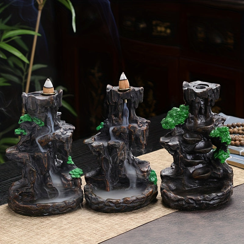 1pc, Mountain Design Backflow Incense Holder, Waterfall Incense Burner, Ornament Home Decoration For Spa, Yoga, Meditation, Gifts