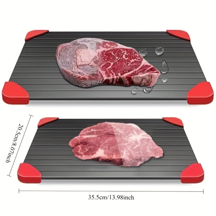 Fast Magic Meat Defrosting Board - Rapid Aluminum Thawing Tray with Silicone Edges, Efficient Frozen Meat Defroster for Kitchen, Perfect for Quick & Easy Meat Defrosting, Meat Thawing Devic