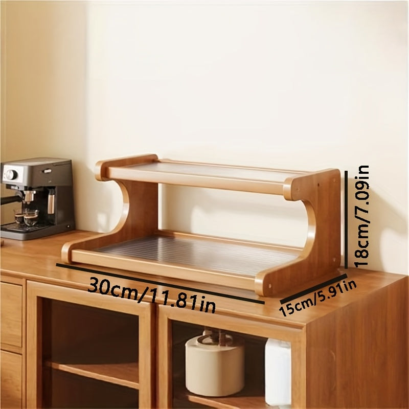 1pc Wooden Office Desk Organizer Shelf - Multi-Tier