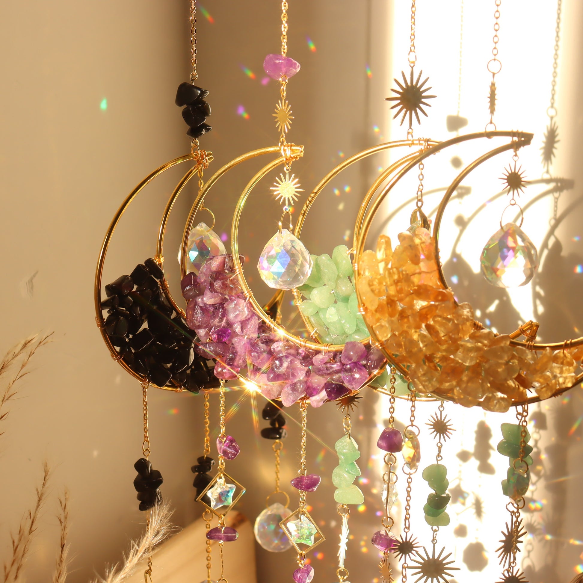 1/7pcs Natural Gravel Hourglass Moon Amethyst Powder Crystal Collection: Green Dongling Egg White Obsidian, Yellow Crystal, Sea Blue Gem