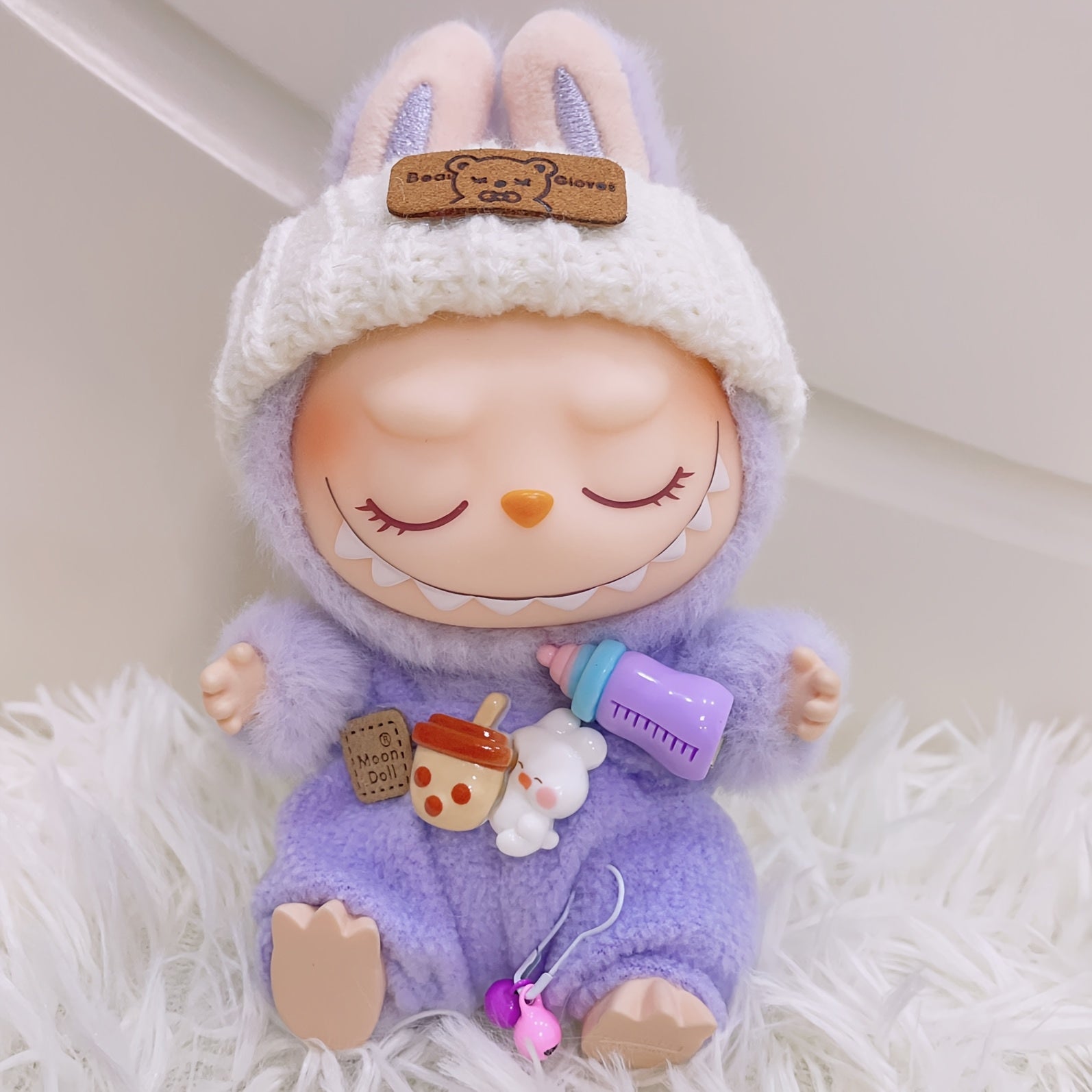Labubu Fashion Clothes Set for Doll(NO Doll), Handcrafted Crochet 3pcs Set, Cute Clothes, Bag, Hat, DIY Stylish Fun Labubu Clothes Accessories for Daughter Birthdays, Anniversary Holiday Gifts
