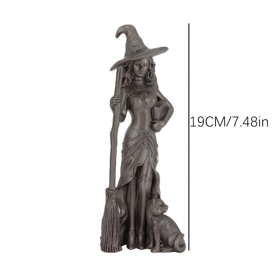 1pc Creative Broom Moon Witch Ornament for Living Room Tabletop Home Decoration Wizard Figure Statue European Style Decorative