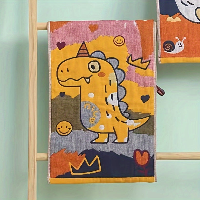 [Super Absorbent Cartoon Towel] Super Absorbent 1pc Cartoon Bear & Dinosaur Themed Cotton Bath Towel - 400 GSM, Quick-Dry, Soft & Skin-Friendly, Oversized Towel/Blanket for Bathroom, Modern Style, Knit Fabric, 100% Cotton, Wash Cloths