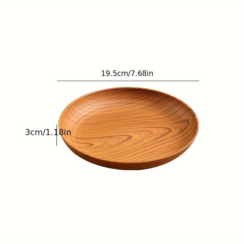 5pcs,10pcs,Wood Grain Color Dinner Plates, Thickened Plastic Dinner Plates, Salad Plate Bread Sandwich Plate, Breakfast Tray, Home Restaurant Dinner Plate Set, Main Course Noodle Pasta Rice Plate, Serving Tray, Party and Outdoor Camping Tray