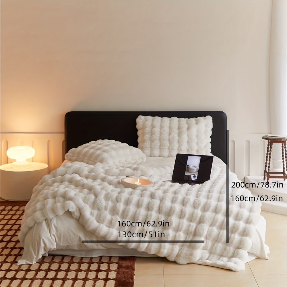 Traditional-Style Plush Double-Layer Leisure Blanket, All-Season Cozy Fleece Comforter with Non- Weave, 100% Polyester, Multipurpose, Machine Washable, No-Print Solid Pattern - Ideal for Air Conditioning, Travel, and Siesta Use, Christmas present