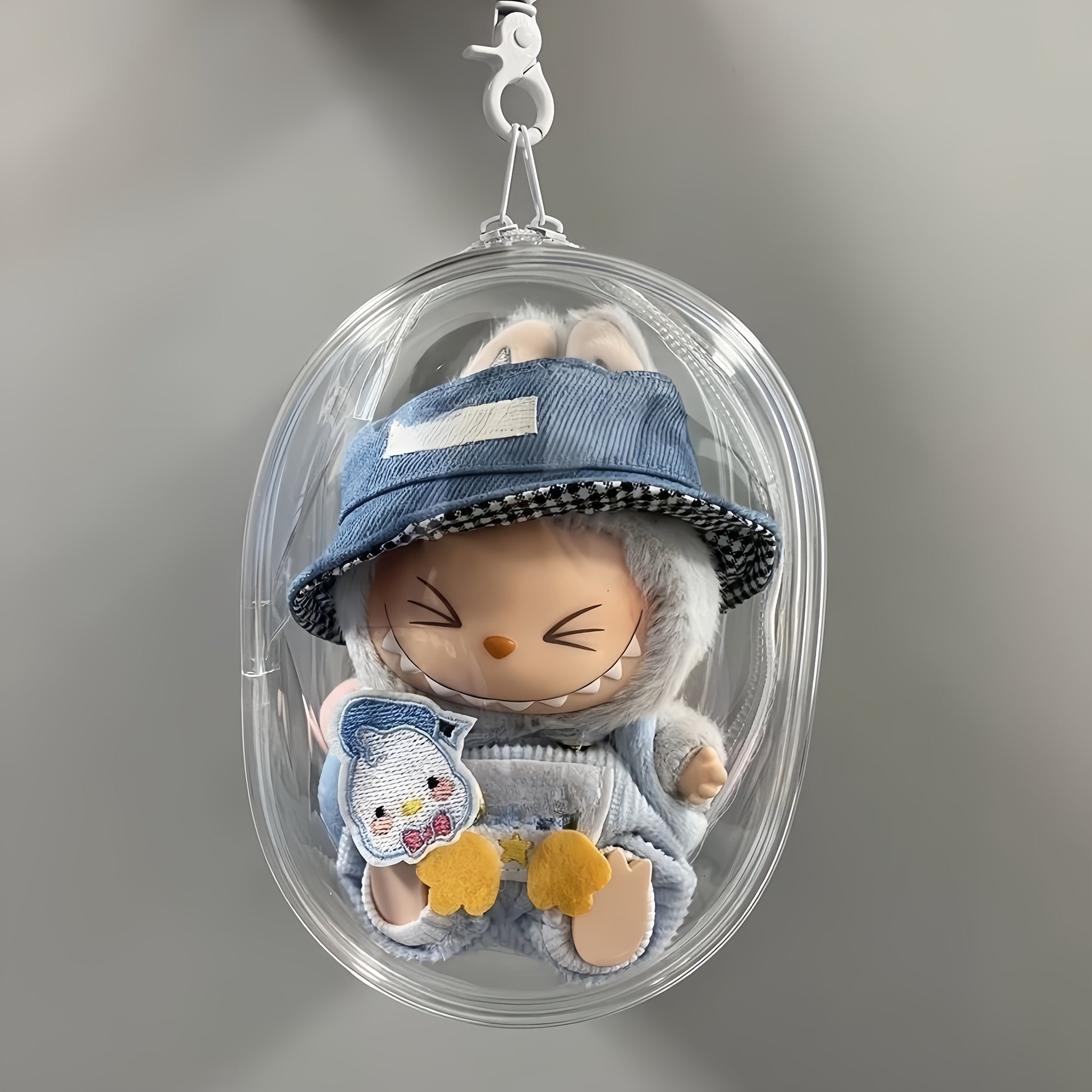 1pc Transparent PVC Doll Storage Bag, LABUBU Themed Reusable Display Case, Portable Design, Suitable for Backpack Decoration, Christmas and Valentine'S Day Gift (No Doll)