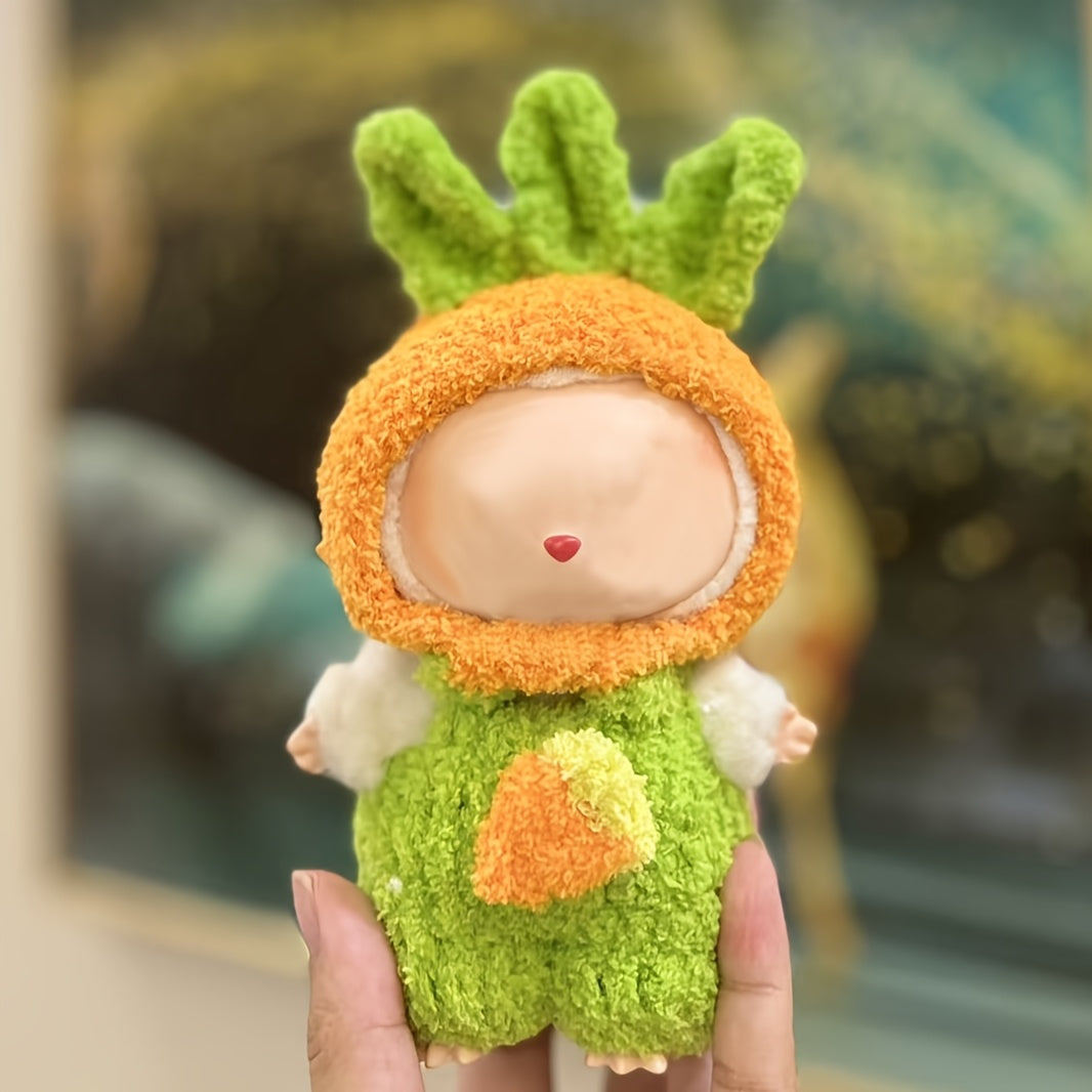 [Cute Labubu 17cm] Labubu Doll Clothing Set, Cute 17cm Carrot Clothes with Headset | Suitable for All LabubuV1/V2/V3 (Chloe Only), Doll Not Included