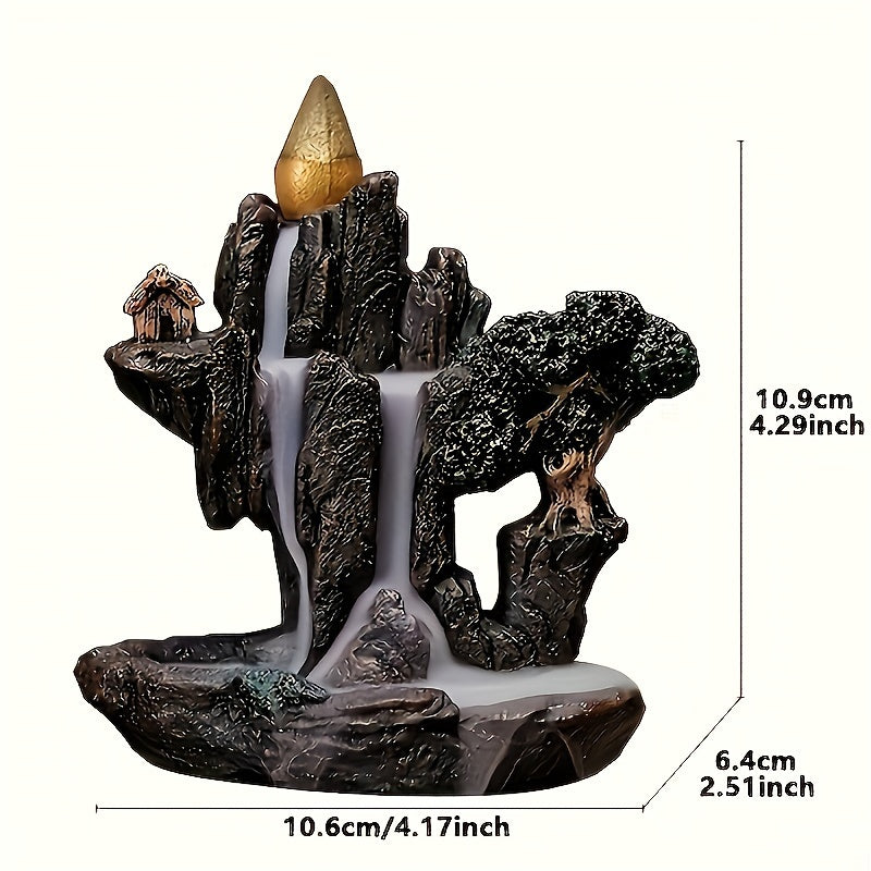 60 Mixed Scent Cones Resin Backflow Incense Burner Waterfall, Indoor Smoke Cascade Censer for Meditation and Relaxation, Home, Office, and Work Use