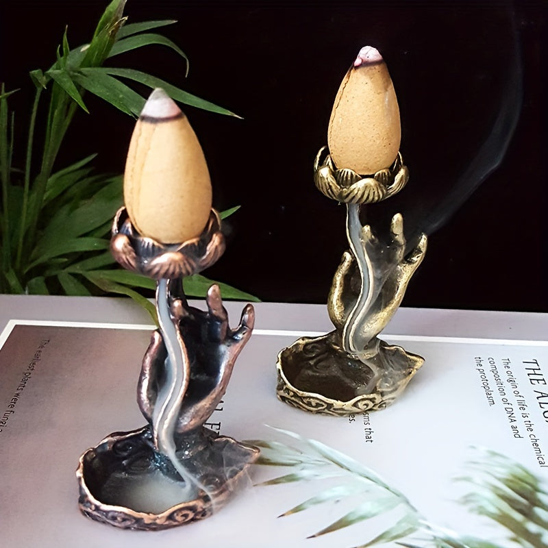 1pc, Buddha Hand Lotus Incense Holder, Incense Burner, Craft Ornament For Spa, Yoga, Meditation, Home Decor, Room Decor, Gifts