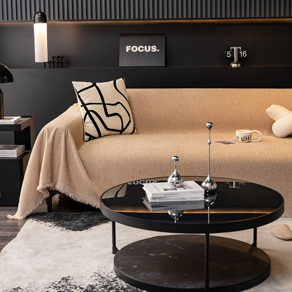 1pc Pet-Friendly Sofa Cover - Washable, Modern Gray Chenille Slipcover for 3-4 Cushion Sofas, Sectional Couch Protector for Living Room Furniture, Petfriendly Design, Sofa Protection Cover