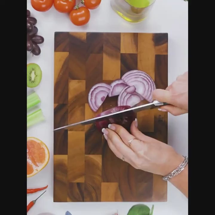 1pc Premium Acacia Wood Cutting Board - Double-Sided, Durable & Hygienic Kitchen Essential for Meat, Cheese, Bread, Vegetables & Fruits - Rustic Design with Natural Wood Grain, Perfect for Home & Professional Use, Food Preparation | Stylish Chopping Board