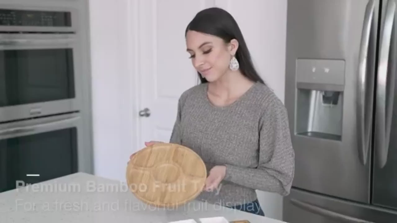 1pc Wooden Five Grids Cheese Board, Multifunctional Fruit Tray, Reusable Plate for Appetizer, Dessert, Candy, and Kitchen Decoration