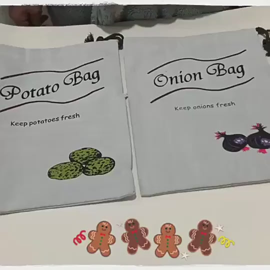 1pc Reusable Canvas Vegetable Storage Bag - Durable Square Fresh-Keeping Bags, Suitable for Potatoes and Onions, Anti-Sprouting Kitchen Organizer