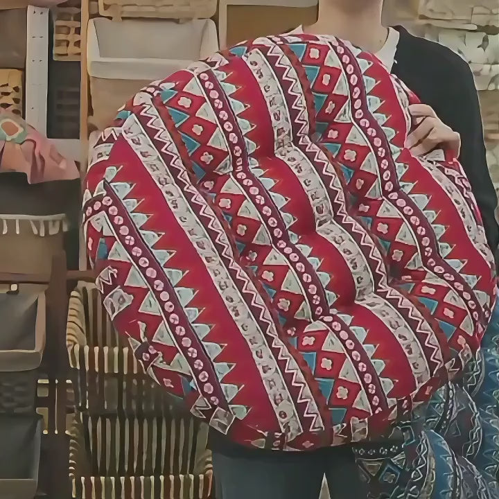 1pc Bohemian Floral Round Cushion