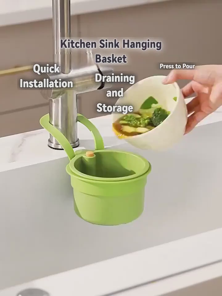 [1-Pack Multi-Function Filter] 1-Pack Multi-Function Hanging Filter Sink Basket | Durable Plastic, Spacesaving Design, Sturdy Construction, Push-Button Drainage & Storage, Separate Filter Design, One-Second Installation for Kitchen & Bathroom Organization