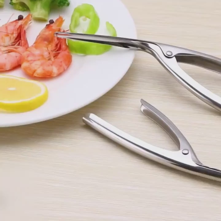 1-Pack Stainless Steel Herringbone Shrimp Peeler Tool - Ergonomic Design for Effortless Shell Removal, Durable Kitchen Gadget for Shrimp, Crab & Lobster - Professional & Home Chef Essential, Seafood Preparation, Sleek Metallic Finish, Comfortable Grip Han