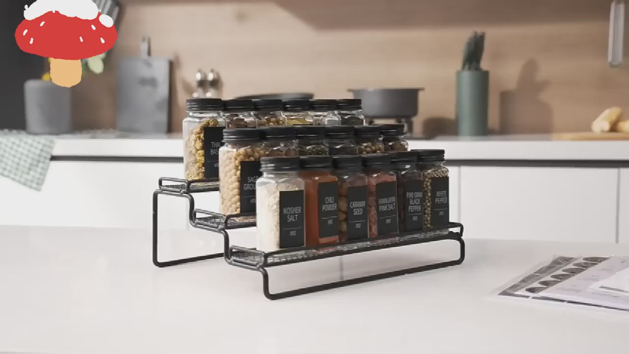 24pcs 4oz Glass Spice Jars With Metal Lids, Labels, Adjustable Measuring Spoon, Cleaning Brush & Collapsible Silicone Funnel, For Kitchen And Seasoning