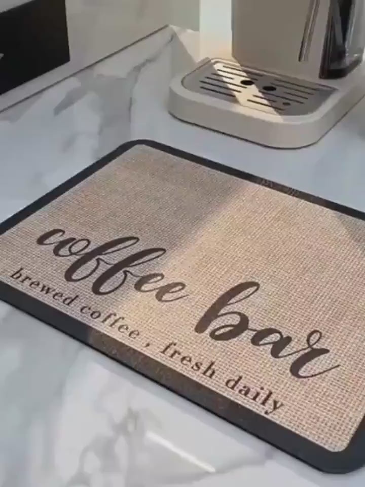 [Coffee | Print] Coffee Print 1pc Dish Drying Mat | Dining Table Decor, Perfect for Coffee Makers and Espresso Machines